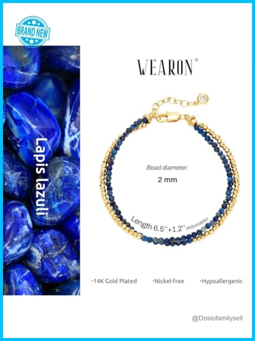 Dainty Stackable Stone Beaded Mixed Layered Link Chain Adjustable Gold Plated